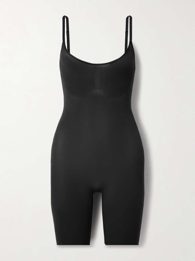 Skims Everyday Sculpt Mid Thigh Bodysuit - Onyx