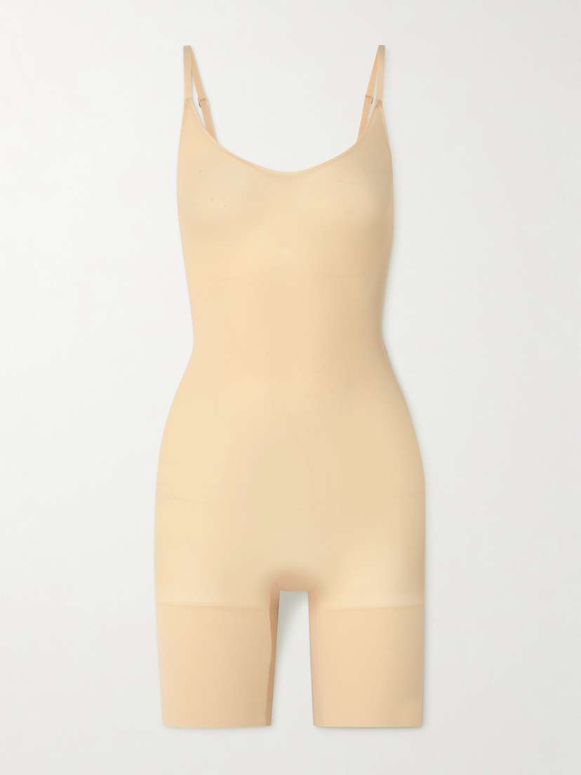 Skims Everyday Sculpt Mid Thigh Bodysuit - Sand