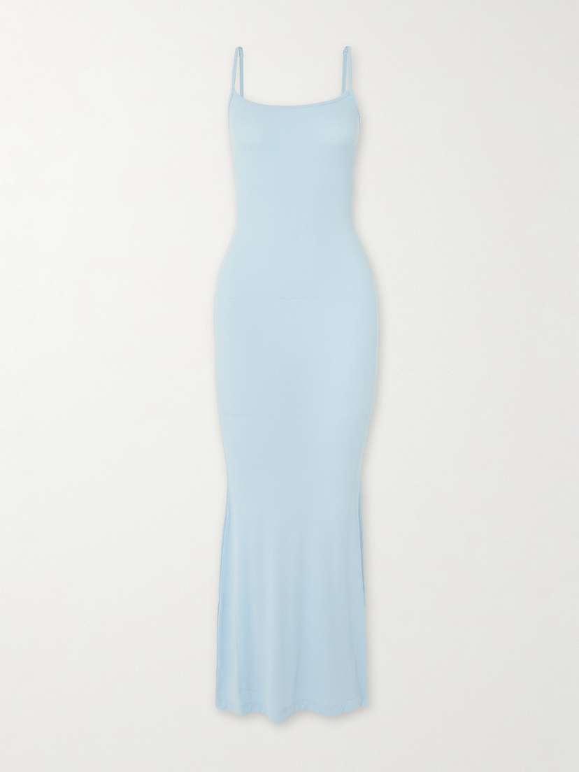 Skims Soft Lounge Long Stretch-modal Slip Dress - Celeste