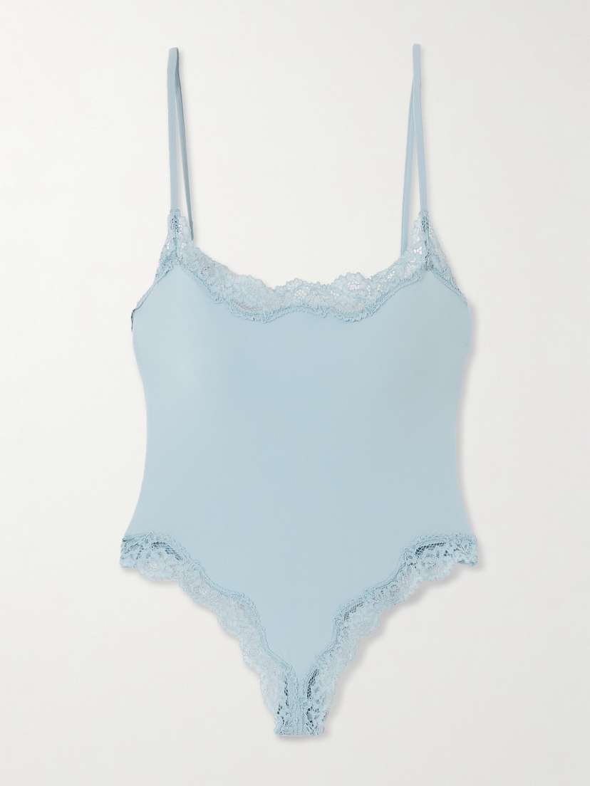 Skims Fits Everybody Corded Lace Cami Bodysuit - Light Denim