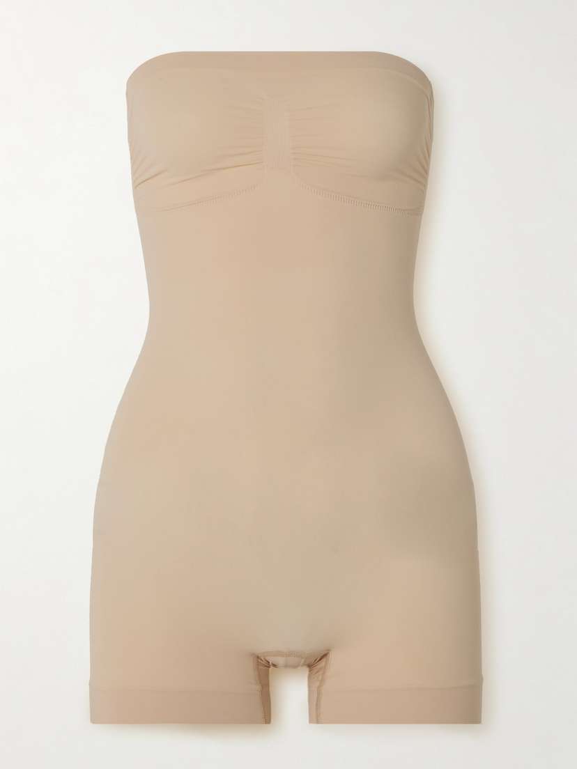Skims Seamless Sculpt Strapless Shortie Bodysuit - Clay
