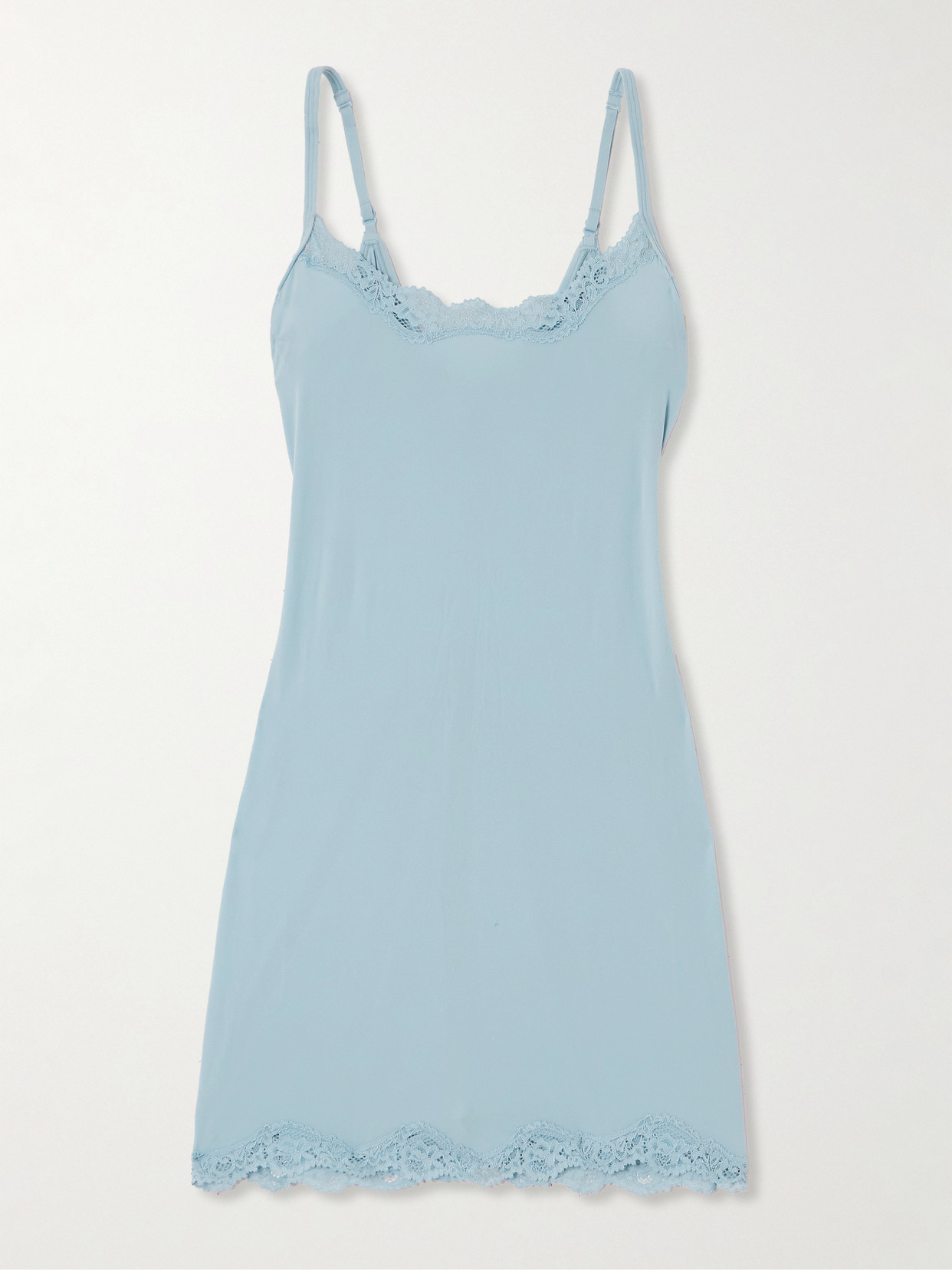SKIMS - Fits Everybody Lace-trimmed Stretch Slip Dress - Light Denim