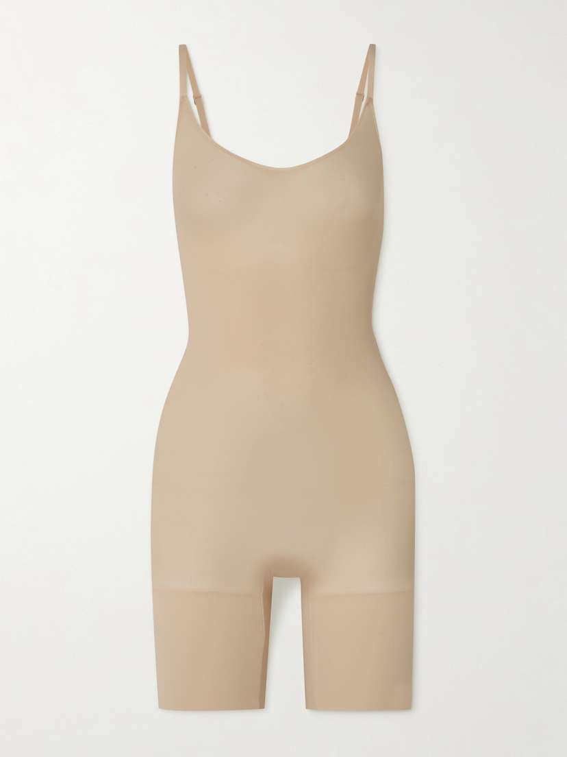 Skims Seamless Sculpt Mid Thigh Bodysuit - Clay
