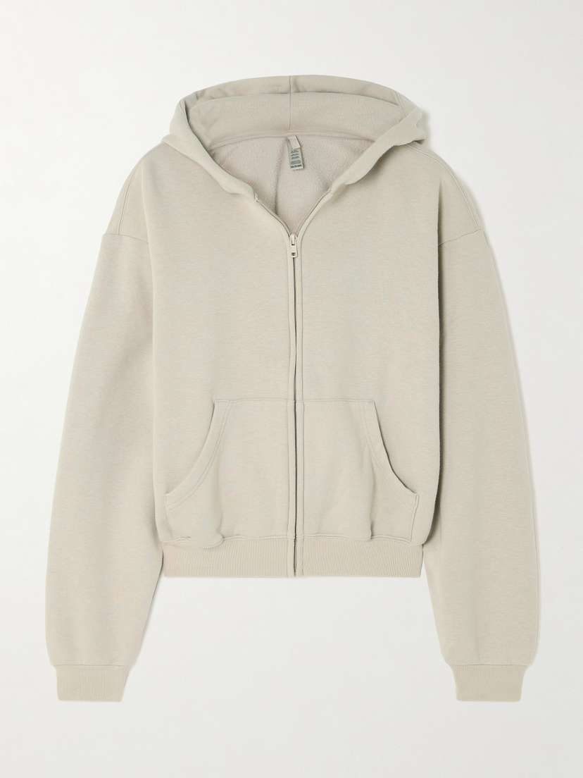 Skims Cotton-blend Jersey Hoodie - Stone