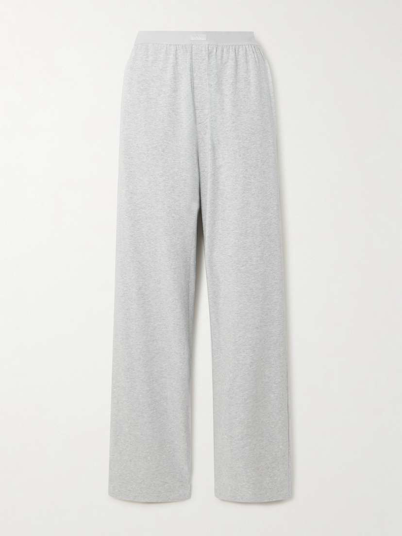 Skims Boyfriend Stretch-modal And Cotton-blend Jersey Track Pants - Light Heather Grey