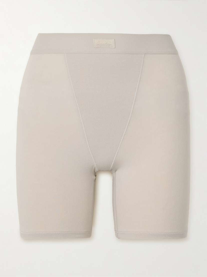Skims Boyfriend Stretch-modal And Cotton-blend Jersey Boxer Shorts - Marble
