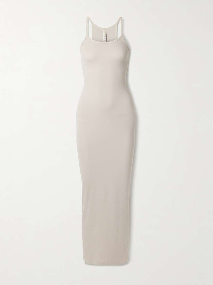 Skims Rib Long Tank Dress - Stone