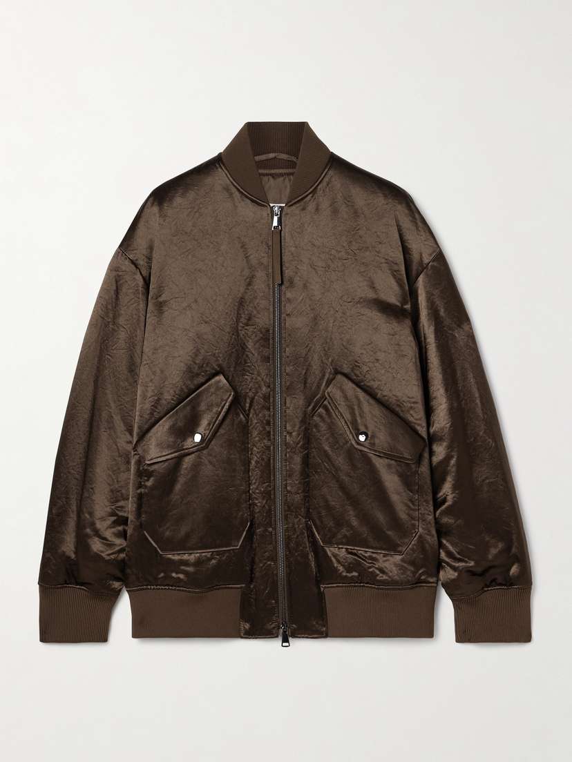 Max Mara Imelde Oversized Hammered-satin Bomber Jacket