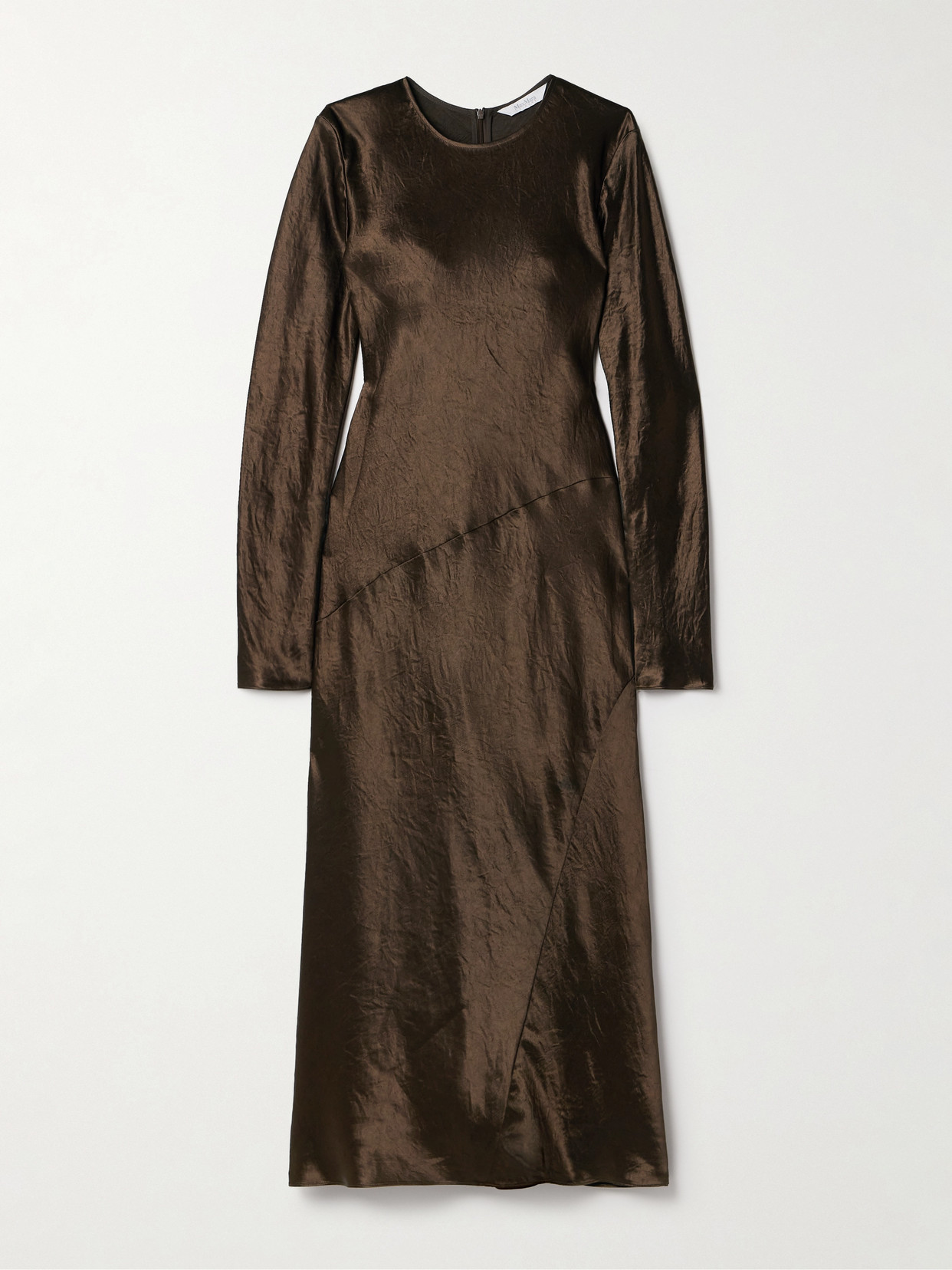 Max Mara - Elogio Paneled Crinkled-satin Midi Dress - Brown
