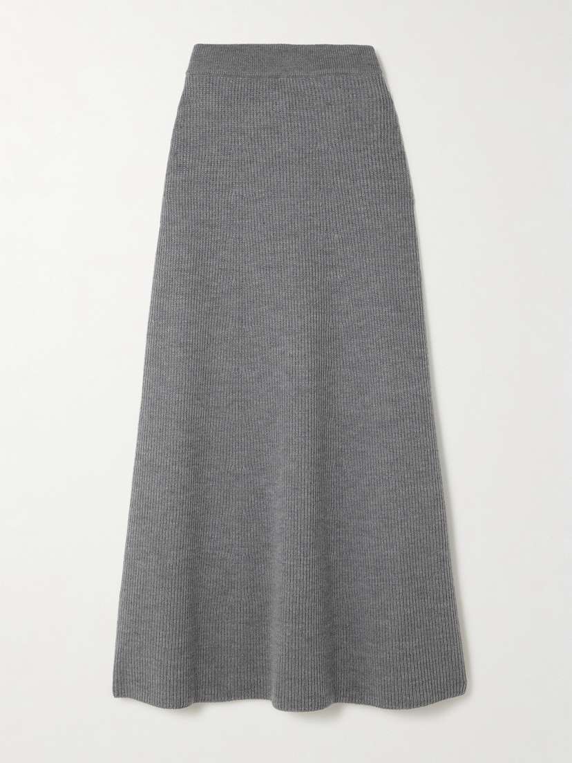 Max Mara Agile Ribbed Wool Maxi Skirt