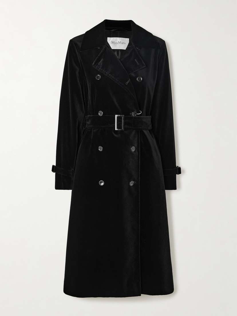 Max Mara Lana Double-breasted Velvet Trench Coat