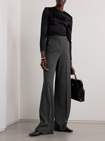 Max Mara Pleated herringbone wool-blend wide-leg pants