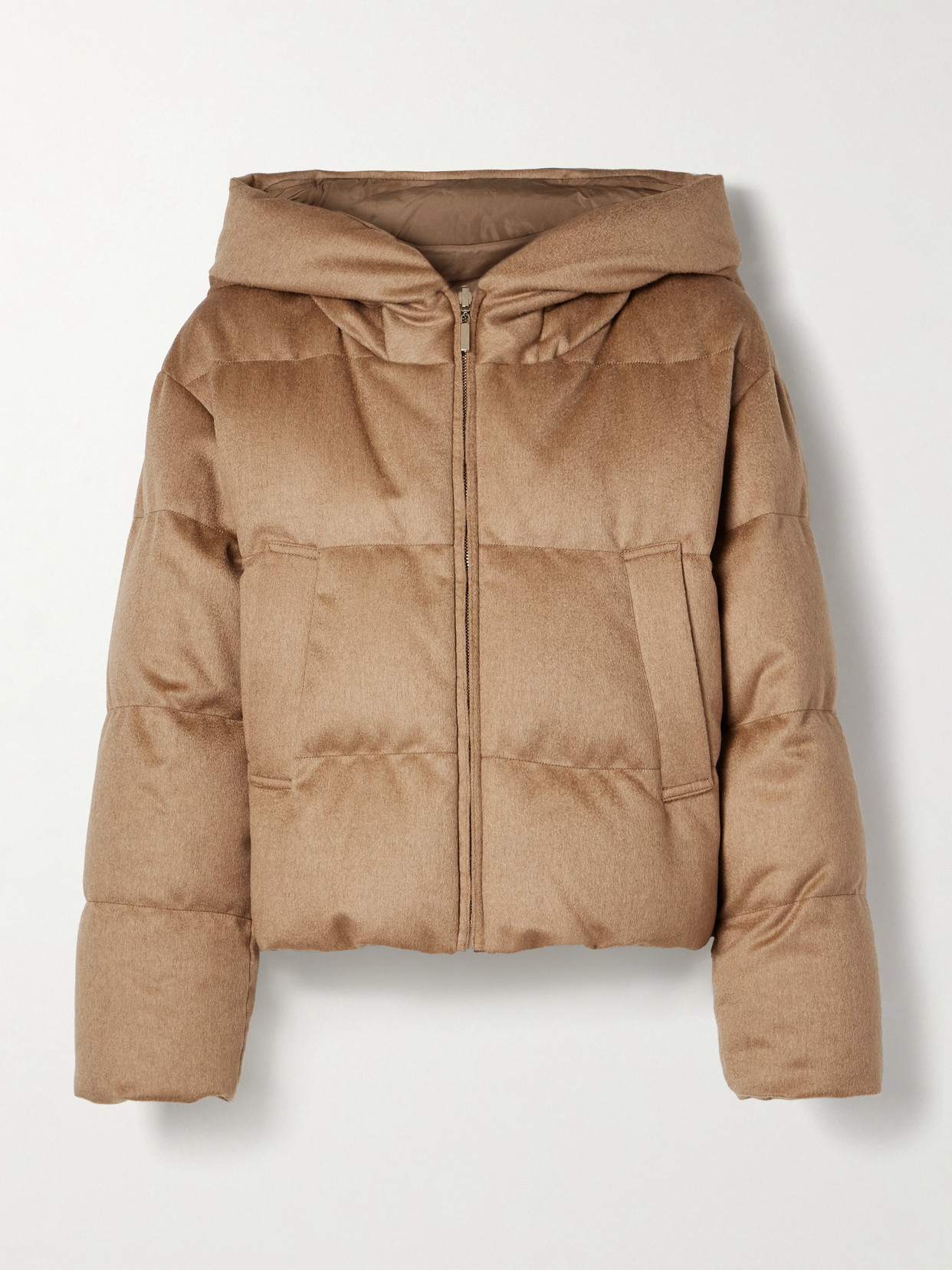 Max Mara - The Cube Dalia Reversible Hooded Quilted Padded Camel Hair And Shell Jacket - UK 4