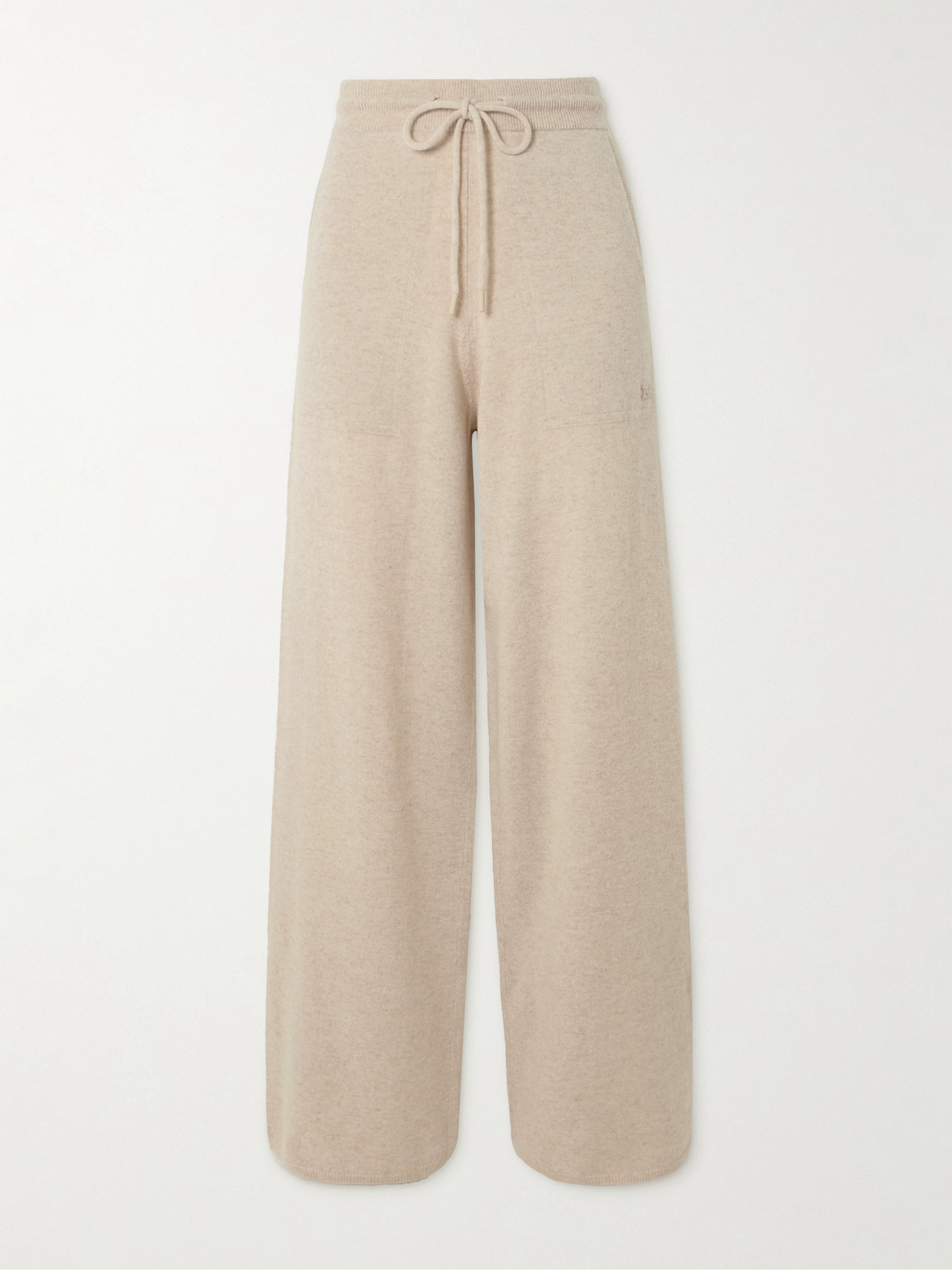 Max Mara Wool And Cashmere-blend Wide-leg Track Pants In Neutrals