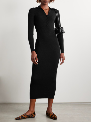 Max Mara Frais ribbed metallic wool-blend midi dress