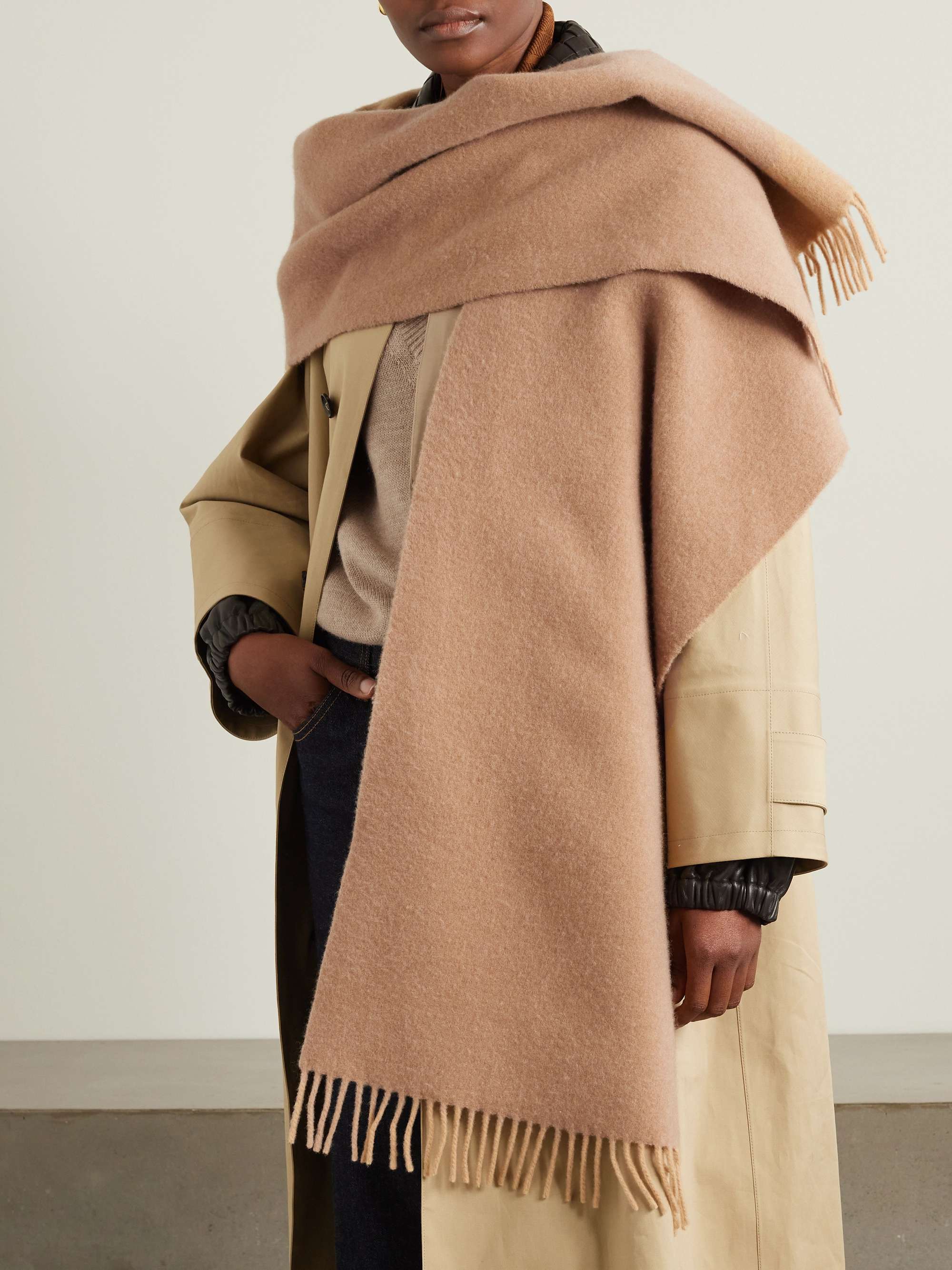 MAX MARA カシミア キャメル マフラー フリンジ