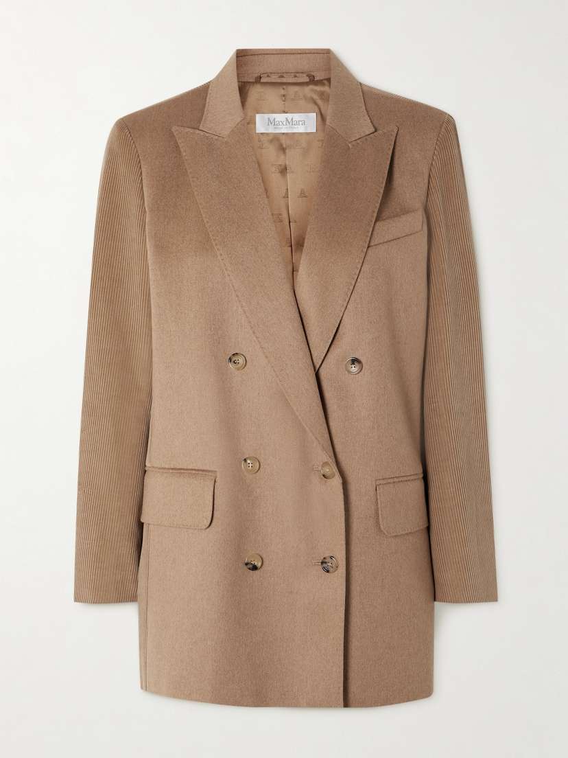 Max Mara Potente Double-breasted Cotton-corduroy And Wool Blazer