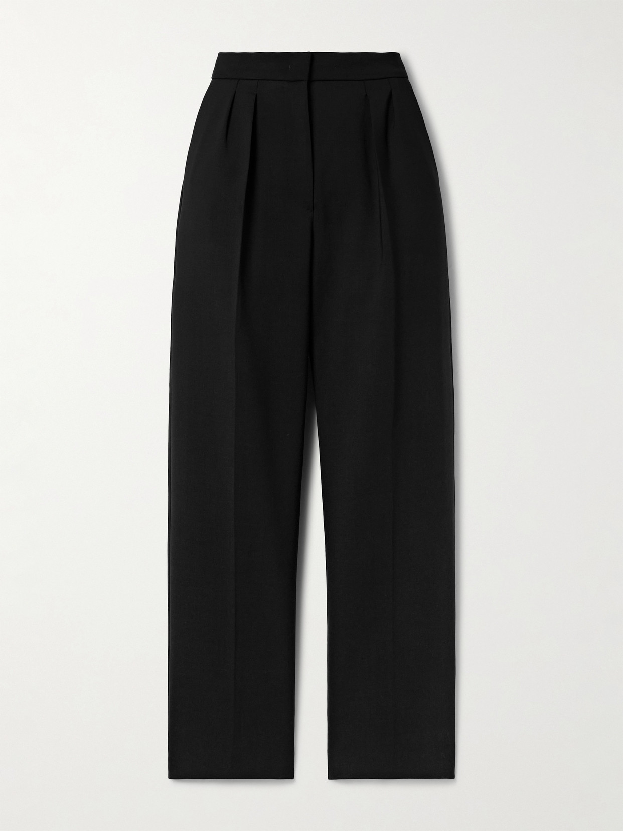 Max Mara Verbano Cropped Pleated Wool-blend Straight-leg Pants In Black