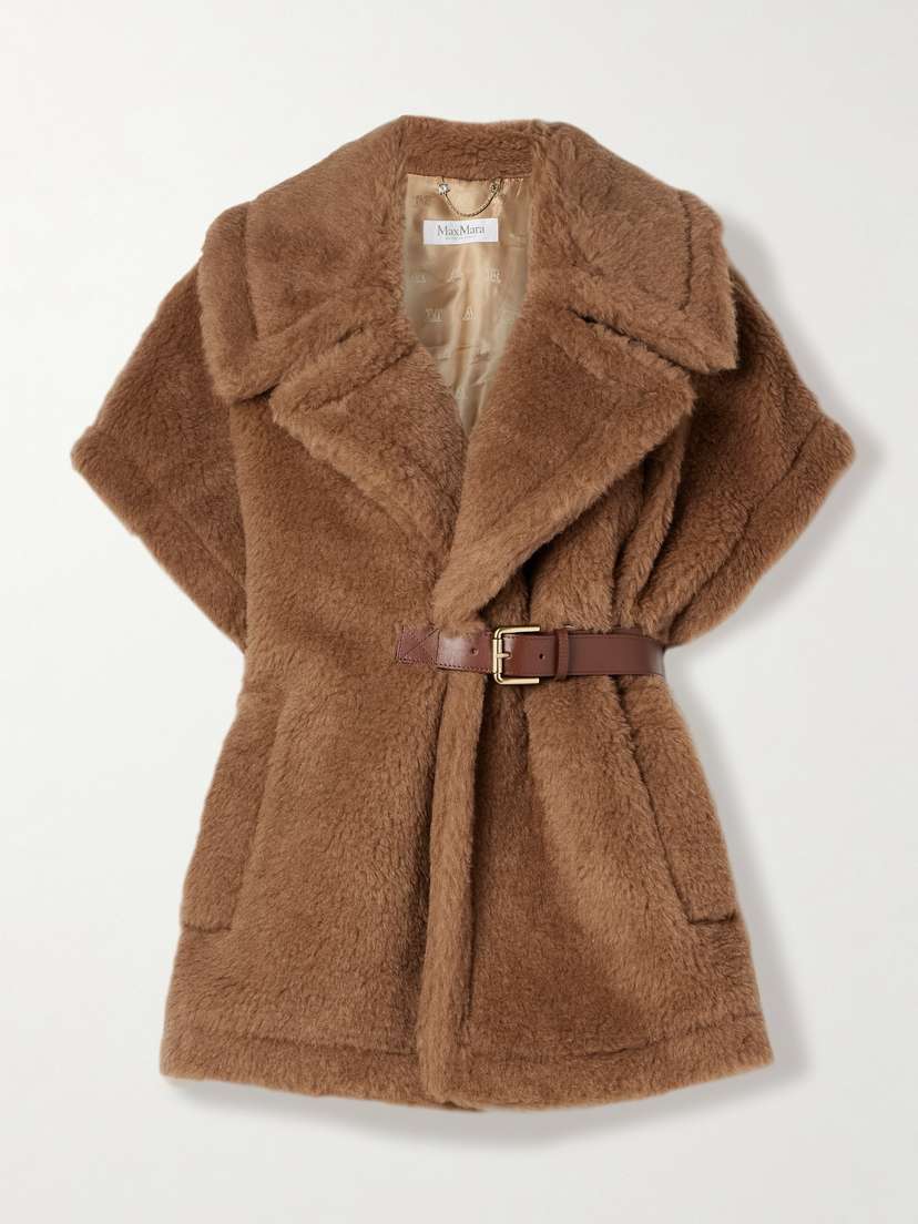 Max Mara Newabavo Leather-trimmed Camel Hair And Silk-blend Vest