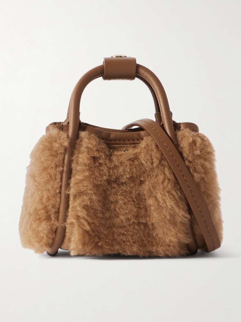 Max Mara Marine Small Leather-trimmed Wool And Silk-blend Tote
