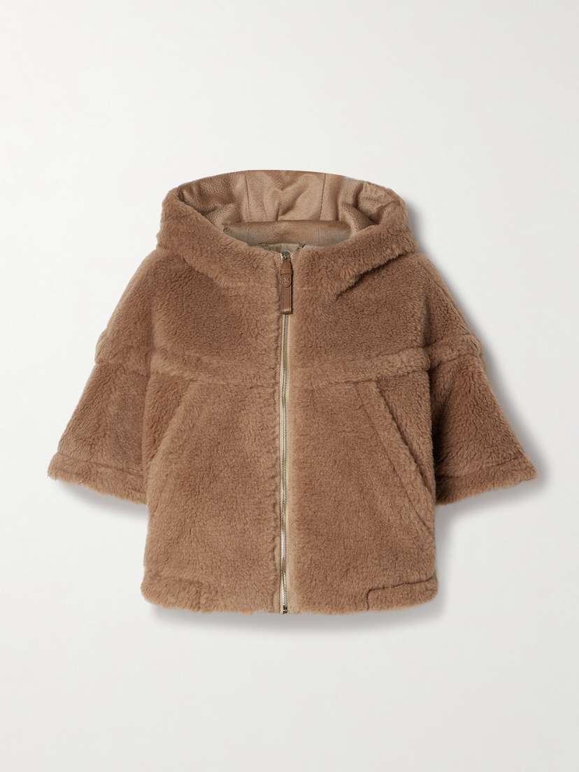 Max Mara Petalo Hooded Camel Hair And Silk-blend Jacket
