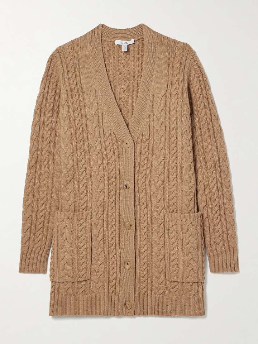 Max Mara Calotta Cable-knit Wool And Cashmere-blend Cardigan