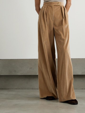 Max Mara Gilly pleated cotton-corduroy wide-leg pants