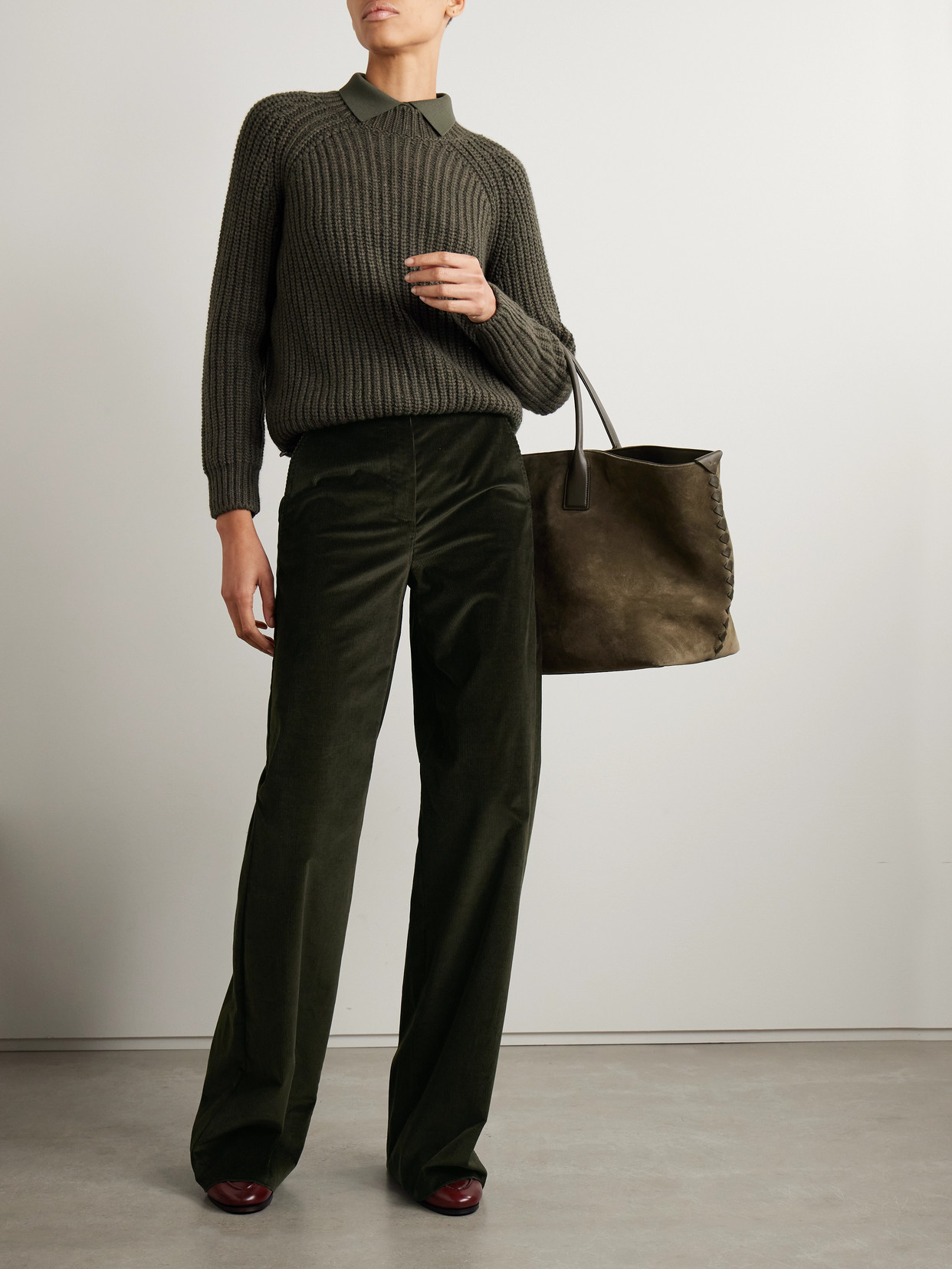 Max Mara Tritone Velvet Wide Leg Pants In Green