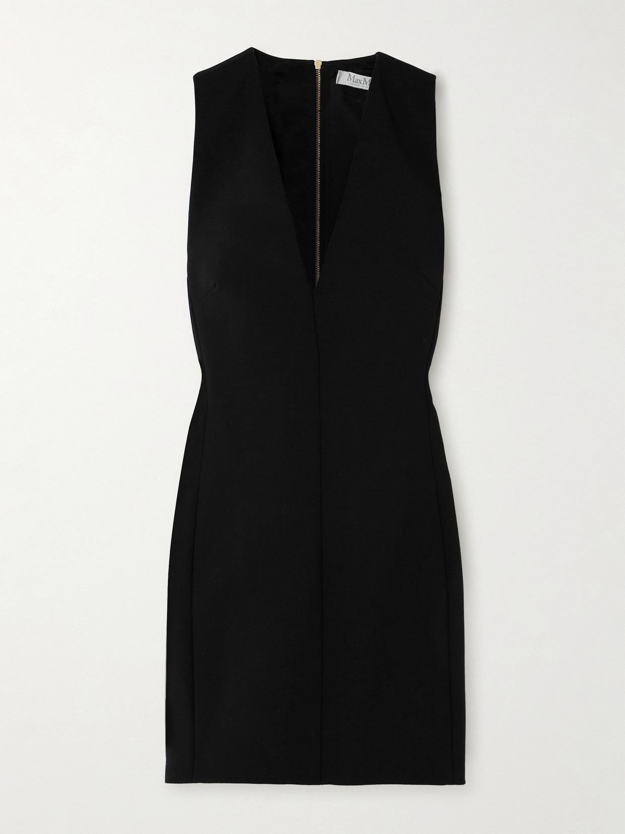 Max Mara Belford Grain De Poudre Wool-blend Mini Dress In Black