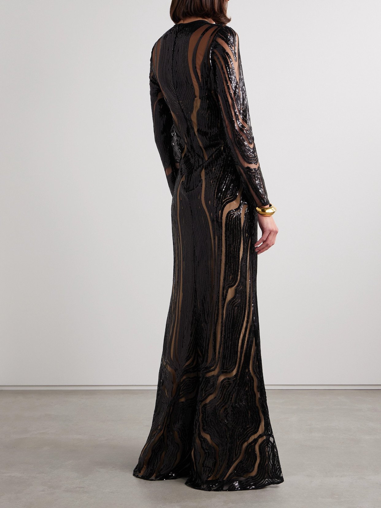 Elie Saab Sequin-embellished Tulle Gown In Black