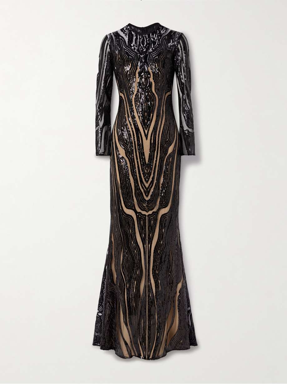 sequin-embellished tulle gown