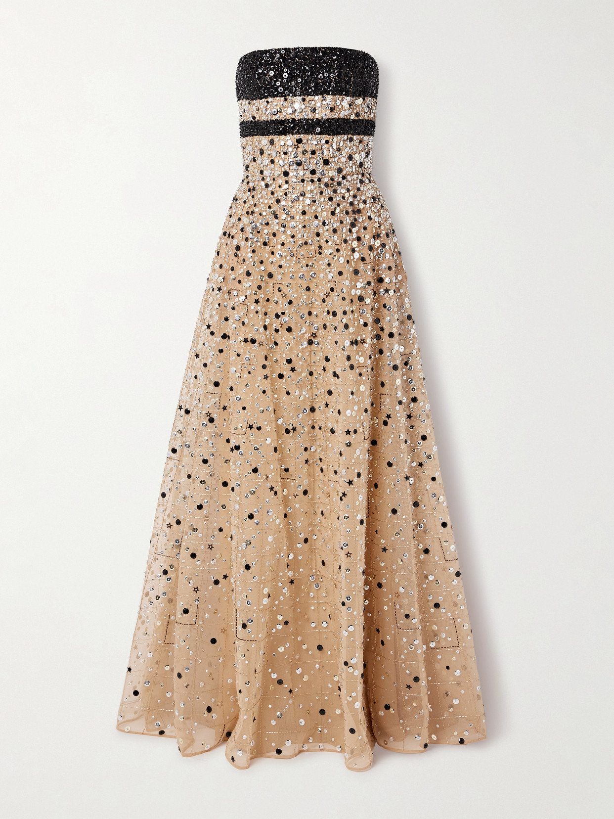 Elie Saab - Strapless Embellished Tulle Gown - Gold