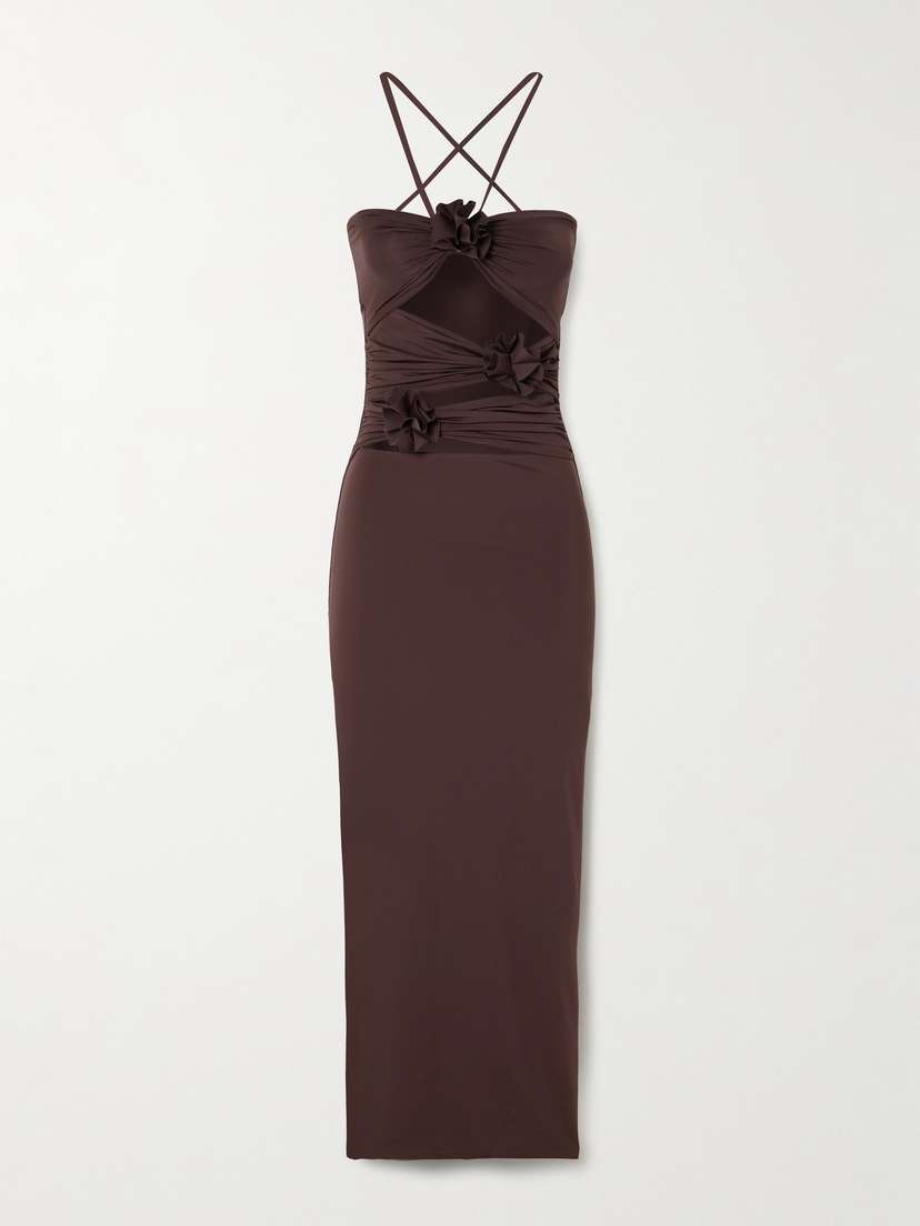 Maygel Coronel Veranera Cutout Stretch Jersey Halterneck Maxi Dress