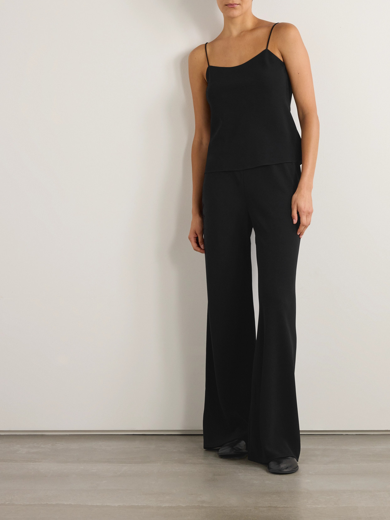 Shop The Row Essentials Gala Crepe Wide-leg Pants In Black