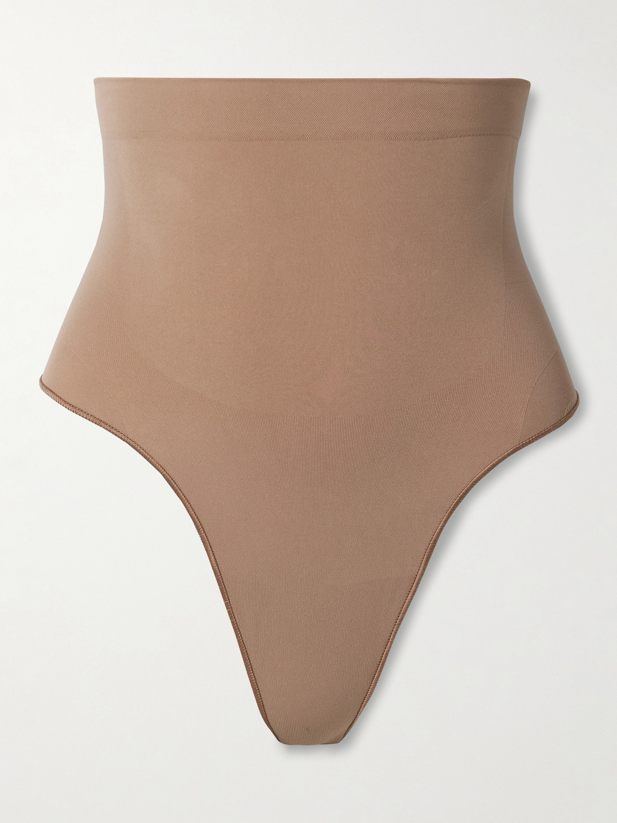 Skims Seamless Sculpt High-waisted Thong In Brown