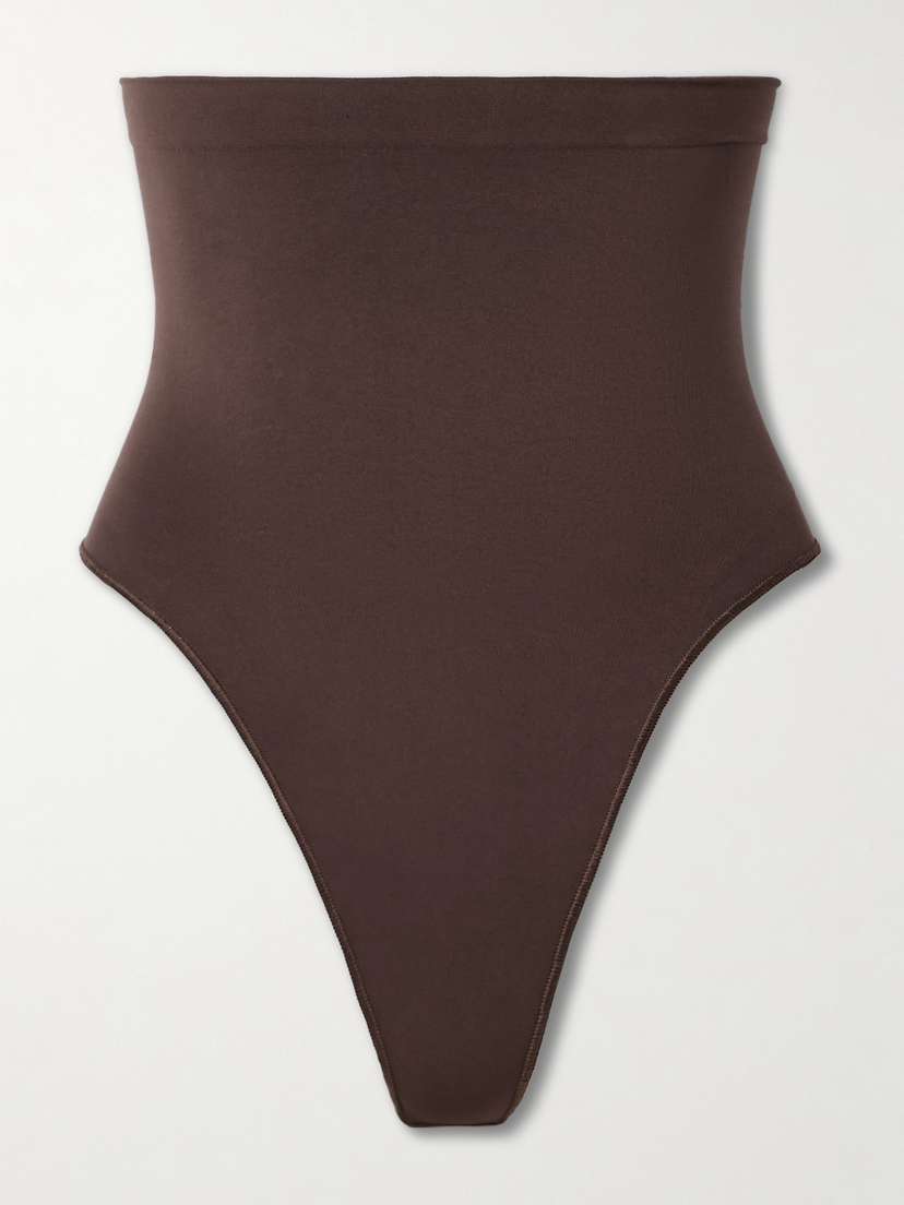 Skims Seamless Sculpt High-waisted Thong - Cocoa