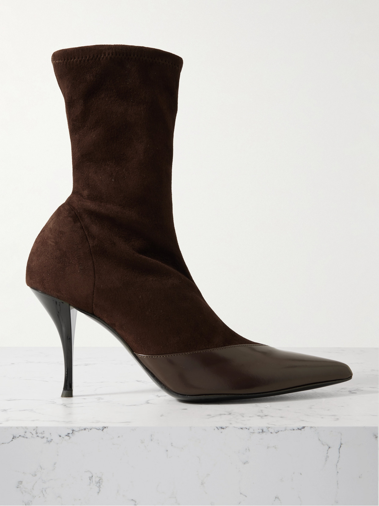 Neous Vega Paneled Leather-trimmed Suede Ankle Boots In Brown
