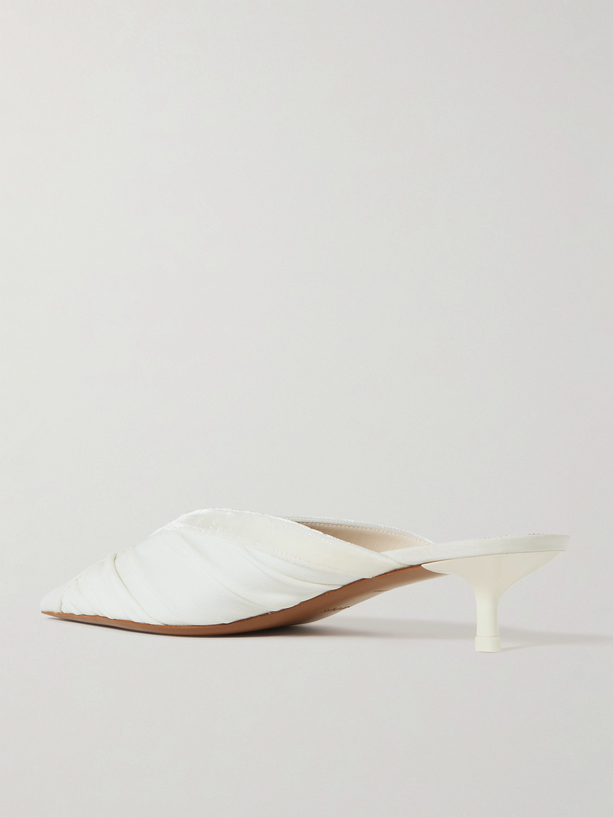 NEOUS Maia velvet-trimmed ruched cady mules