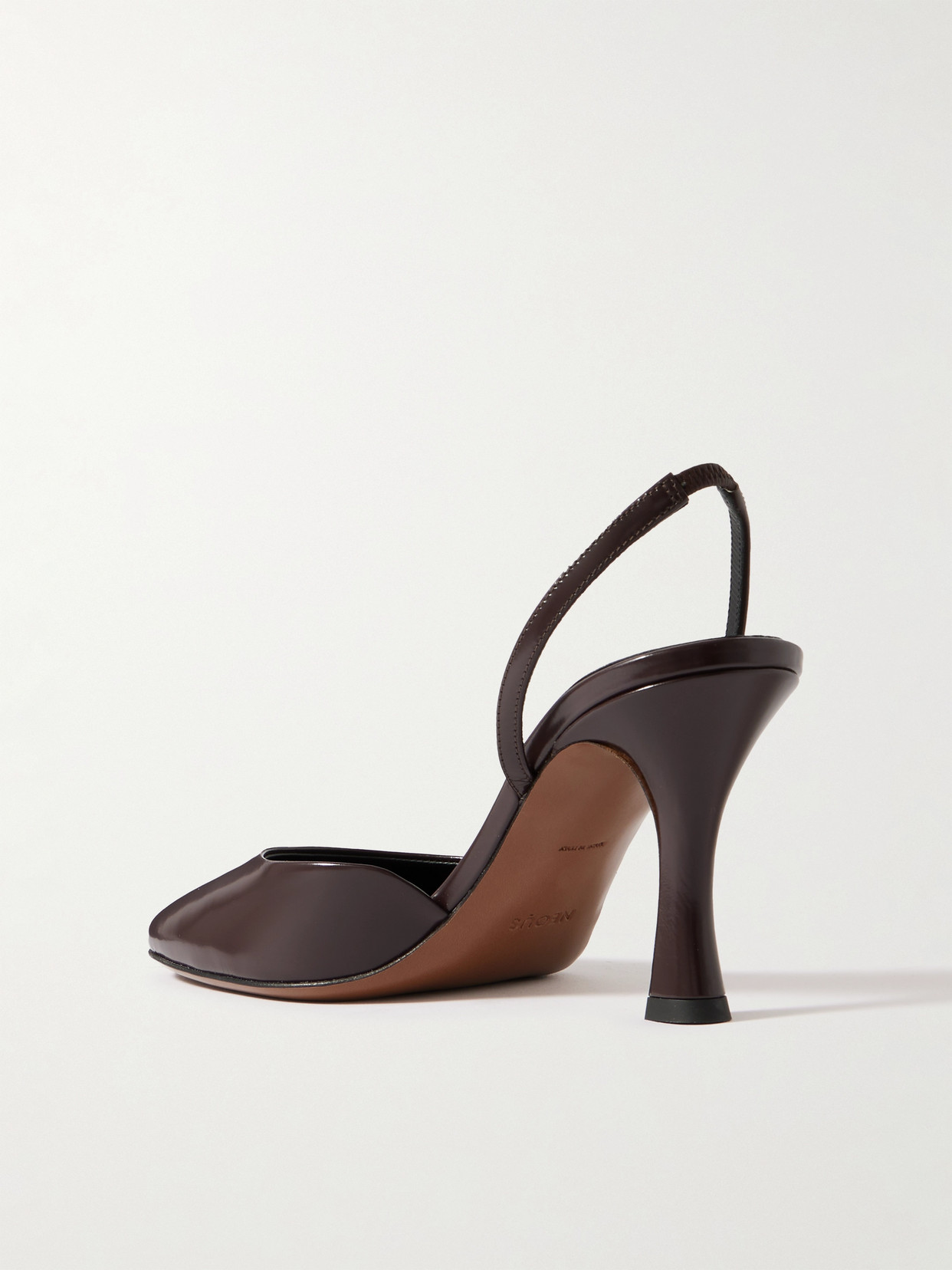 Neous Baten Glossed-leather Slingback Pumps In Brown