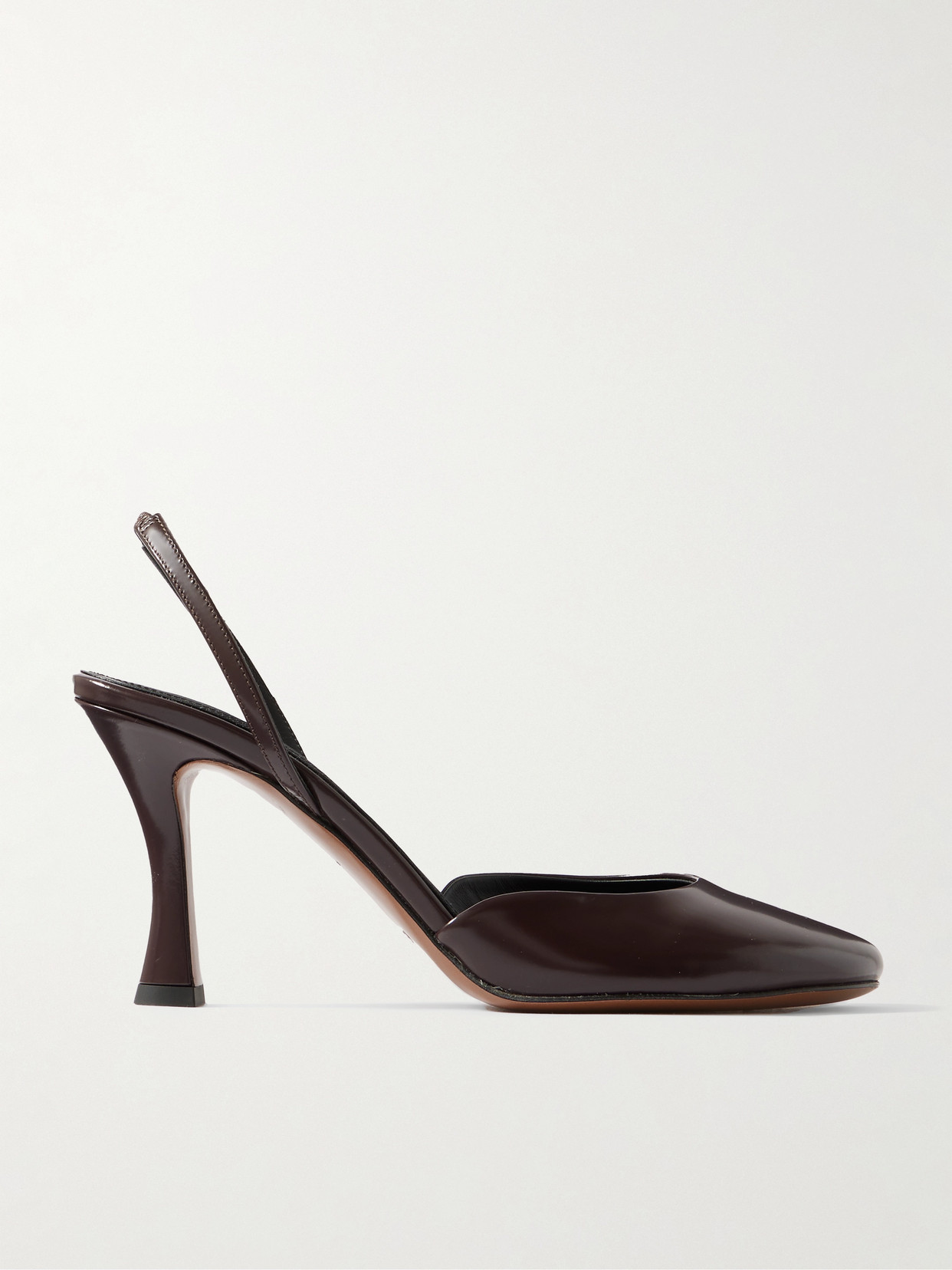 Neous Baten Glossed-leather Slingback Pumps In Brown