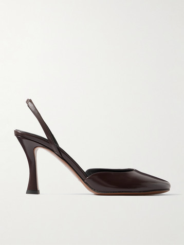 NEOUS Baten glossed-leather slingback pumps