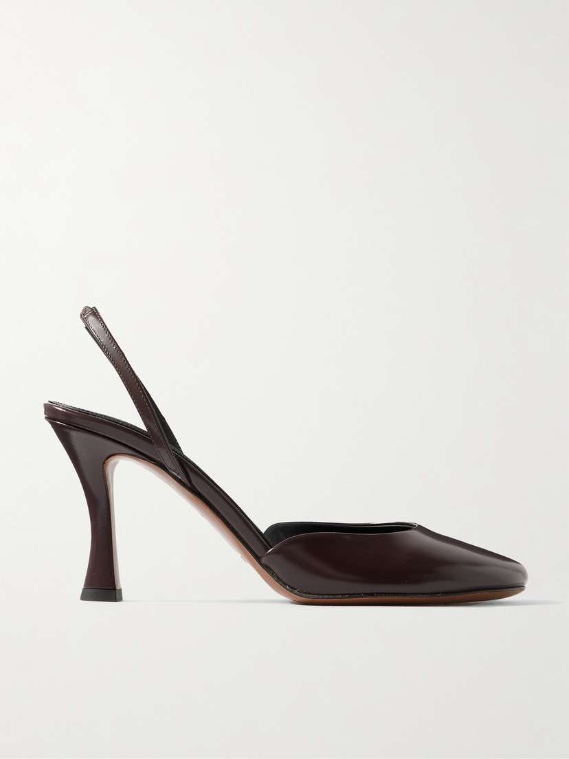 NEOUS Baten Glossed-leather Slingback Pumps