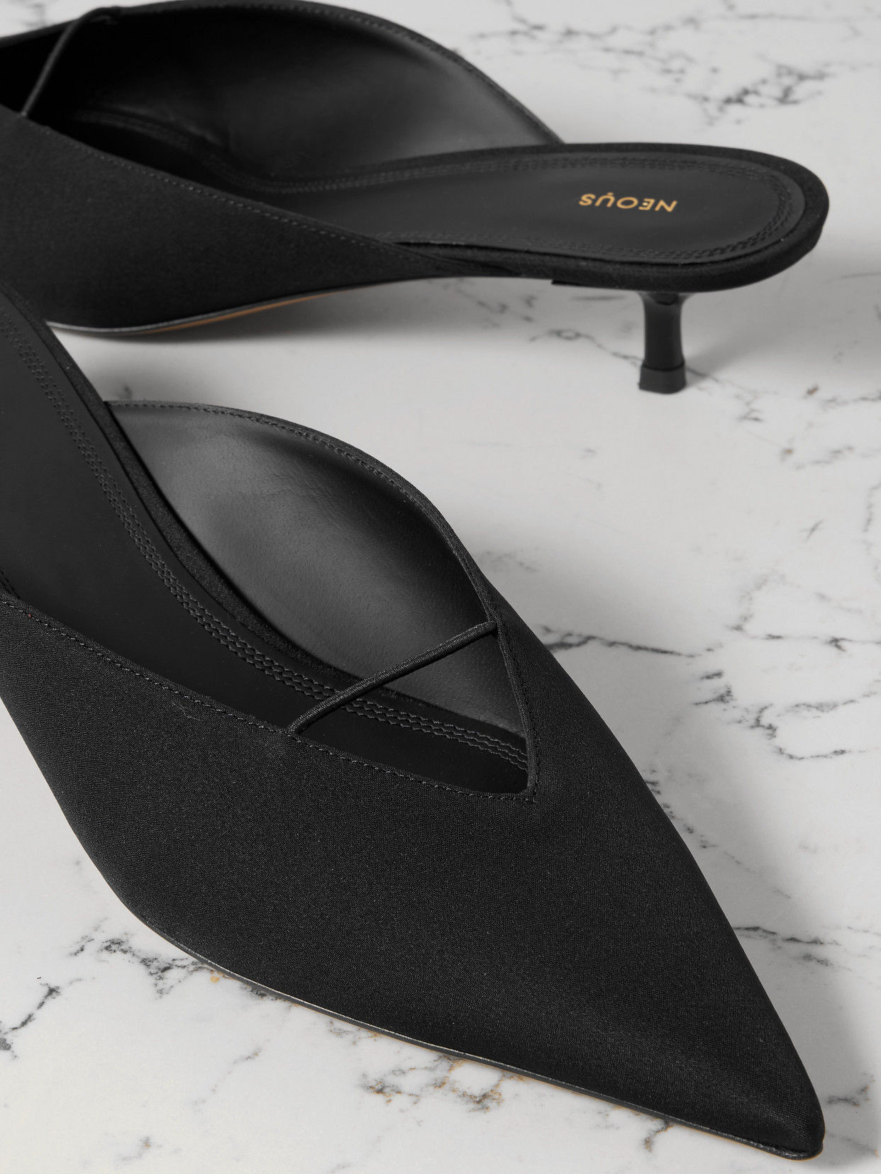 Neous Matar Satin Mules In Black
