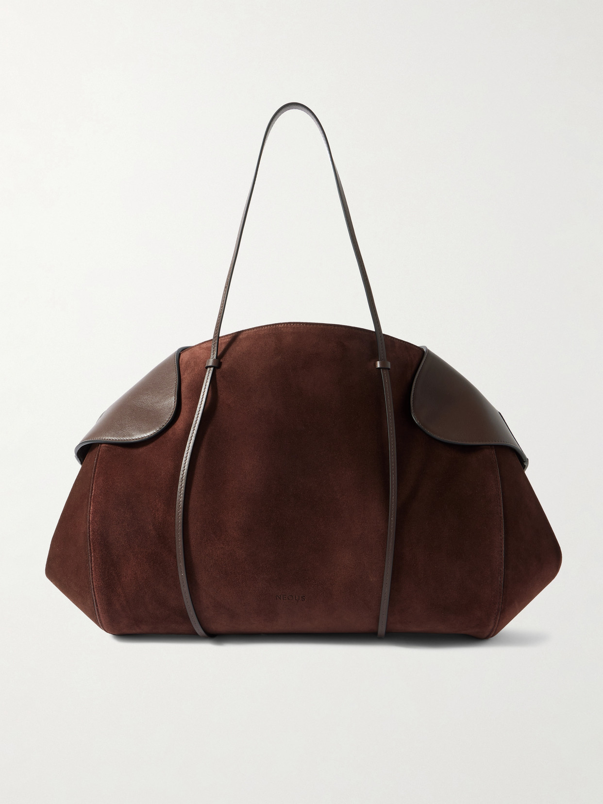 Neous Womens Dark Chocolate Berenices Suede And Leather Shoulder Bag In Brown