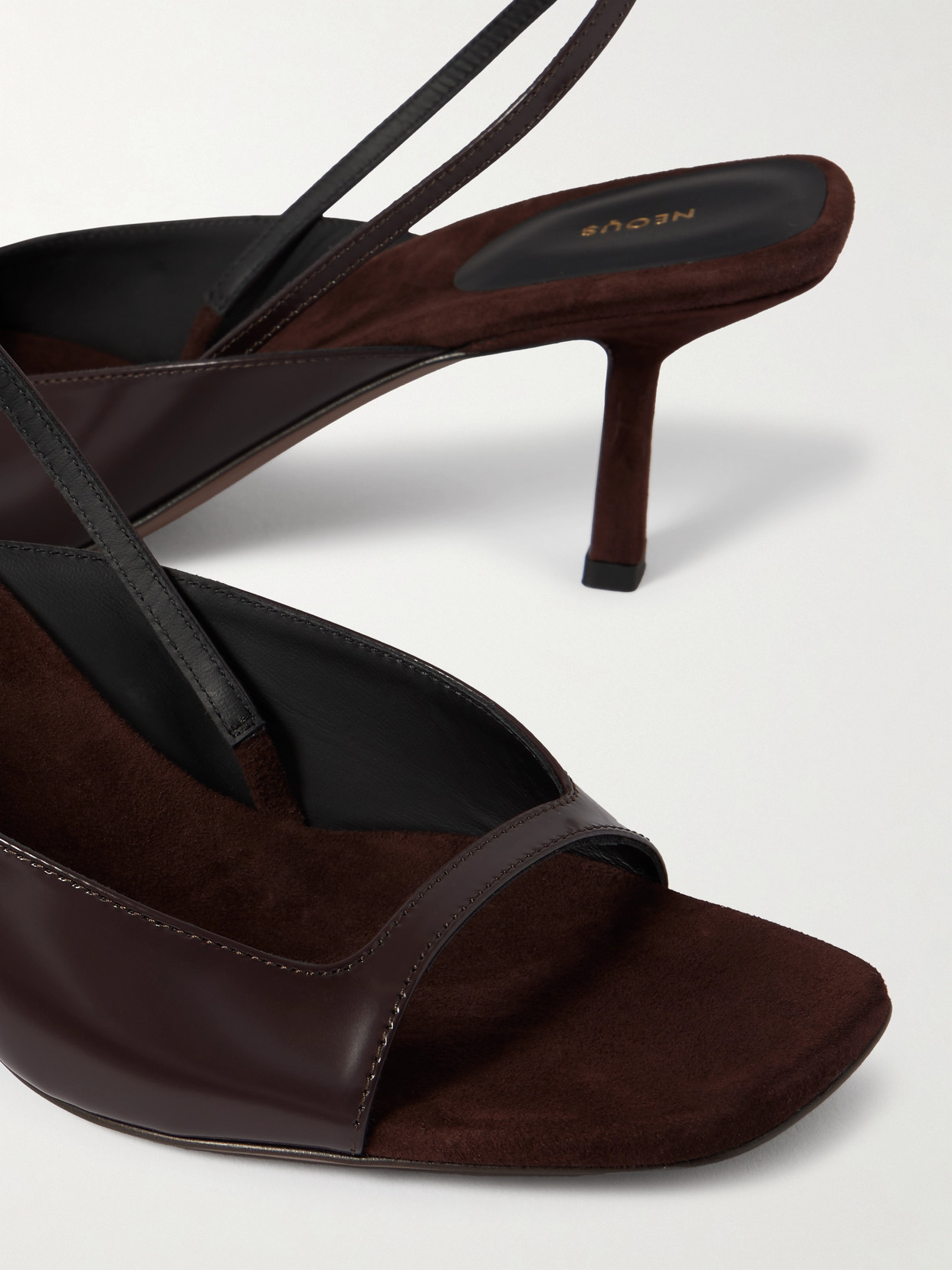 NEOUS KAMUI GLOSSED-LEATHER SLINGBACK SANDALS