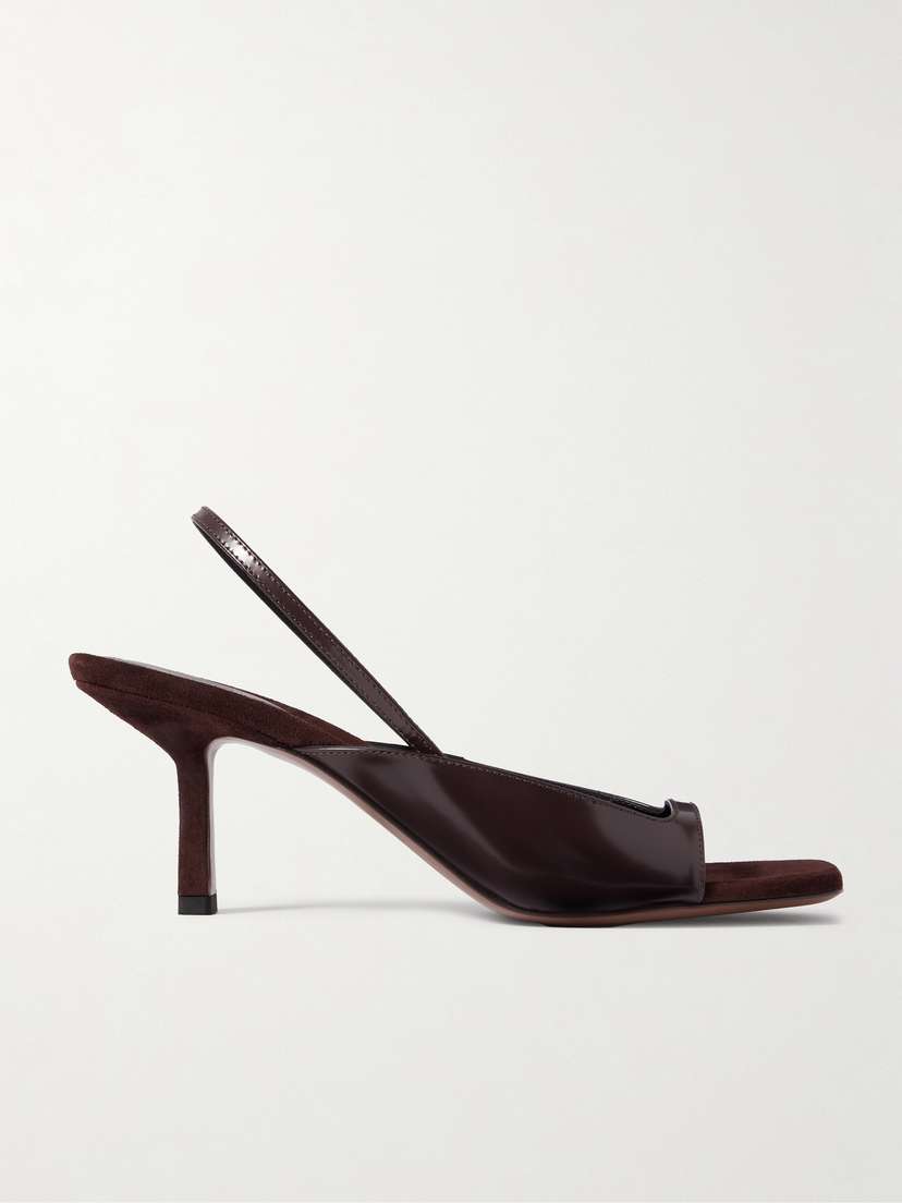 NEOUS Kamui Glossed-leather Slingback Sandals