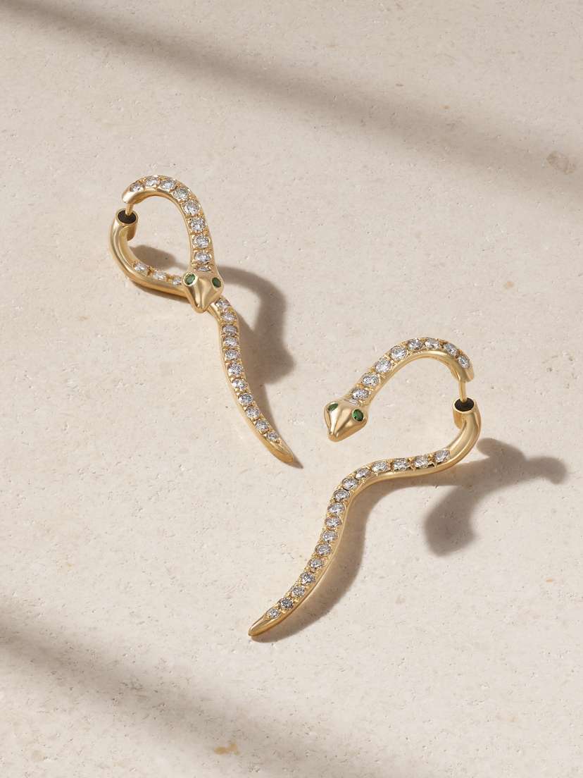 Ileana Makri Boa 18-karat Gold Diamond Earrings