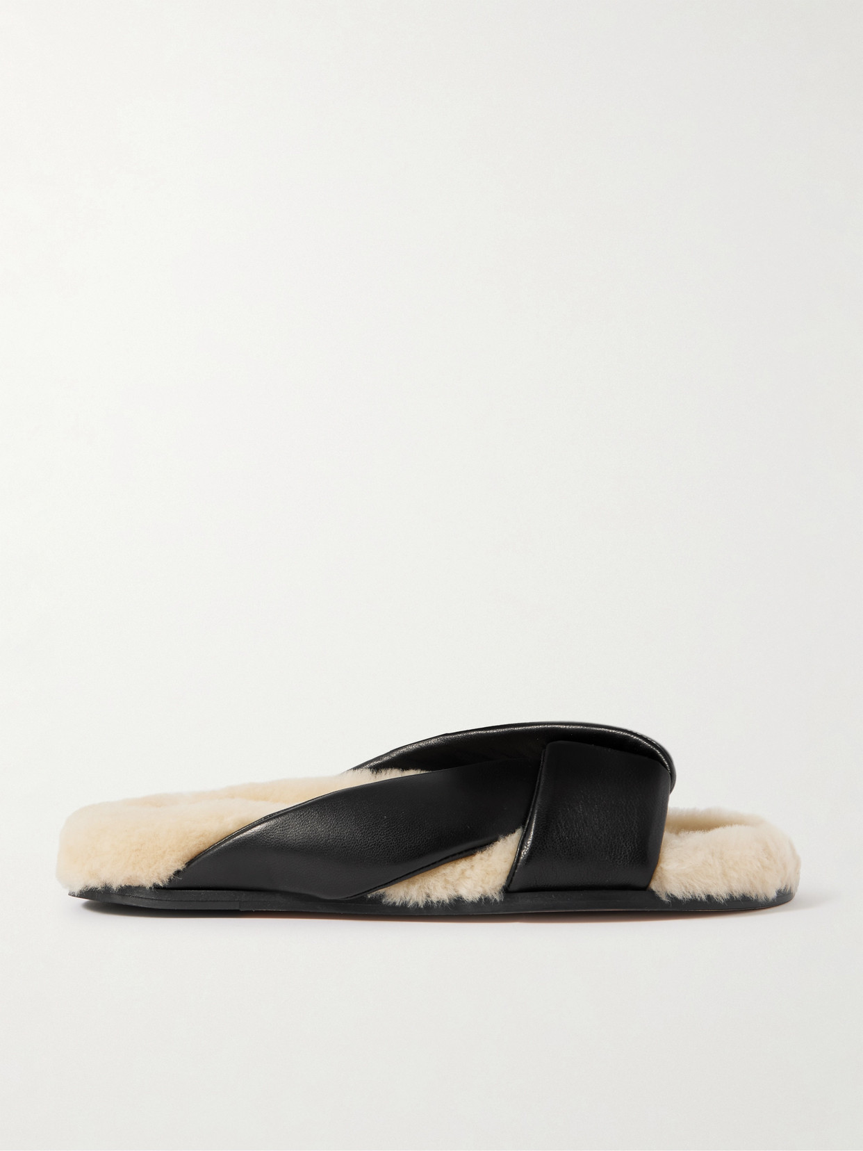 Emme Parsons Shearling-lined Leather Slides In Black