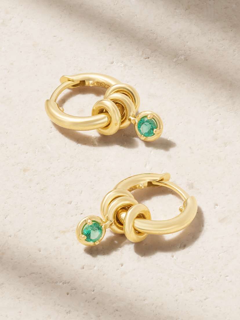 Spinelli Kilcollin Zahra 18-karat Gold Emerald Hoop Earrings