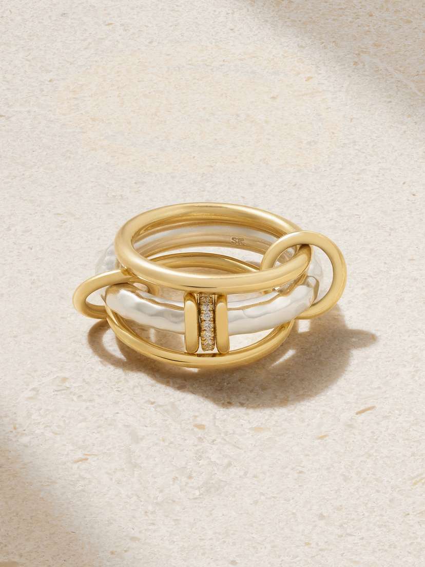 Spinelli Kilcollin Gemini Set Of Three 18-karat Yellow And White Gold Diamond Rings